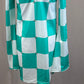 Teal and White Checkered Long Sleeve Gogo Dress - Rhinestones