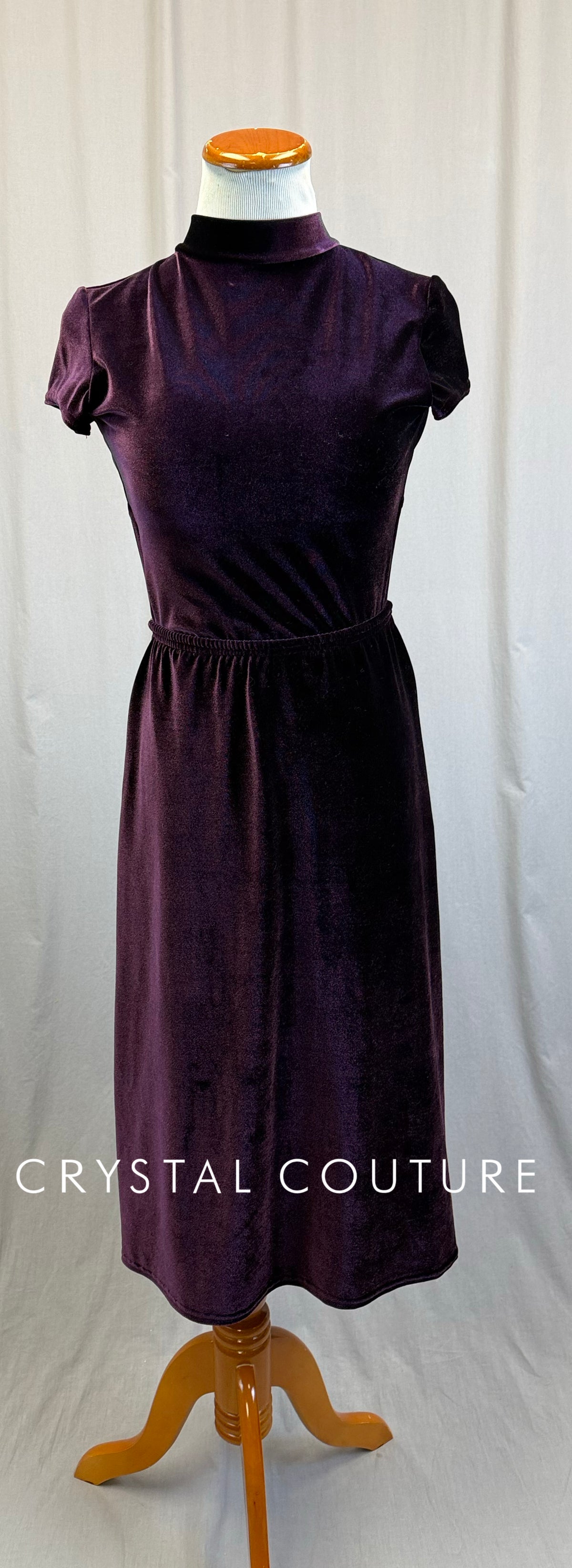 *Custom* Dark Plum Velvet Cap Sleeve Dress
