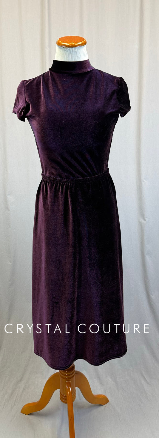 *Custom* Dark Plum Velvet Cap Sleeve Dress