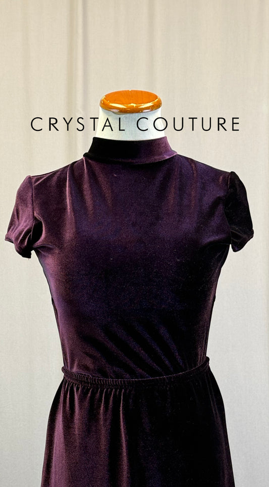 *Custom* Dark Plum Velvet Cap Sleeve Dress