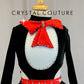 *Custom Cat in The Hat Inspired* Black Long Sleeve Dress with Red and White Accents - Rhinestones