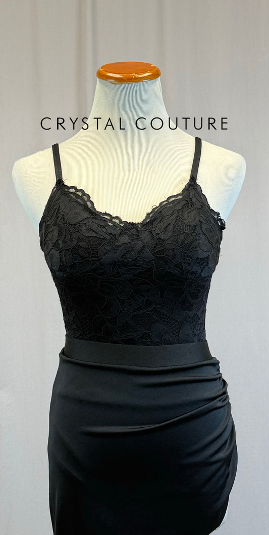 *Semi Custom* Black Floral Lace and Black Lycra Two-Piece Set
