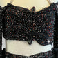 Black Floral Lace Top and Trunk/Sheer Mesh Skirt - Swarovski Rhinestones