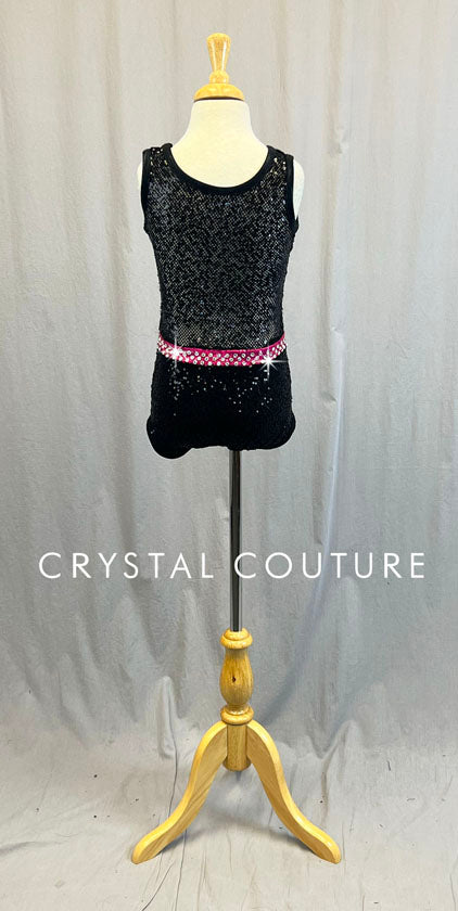 Hot Pink/Black Cut Out Leo - Swarovski Rhinestones