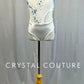 Custom White Lycra Connected 2 Pc Top and Brief with Appliques - Swarovski Rhinestones