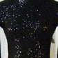 Black Zsa Zsa Long Sleeve Leotard with Black Trim- Swarovski Rhinestones