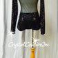 Black Zsa Zsa Long Sleeve Leotard with Black Trim- Swarovski Rhinestones