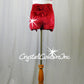 Red Velour Crop Top/Bootie Shorts with Black Puffy Shorts - Swarovski Rhinestones