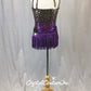 Black with Gold, Rainbow Color Sequin Bike-a-Tard with Fringe/Sheer Skirt - Swarovski Rhinestone - Size AXS