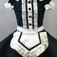 Black and White French Maid Dress - Swarovski Rhinestones