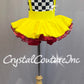 Black and White Checkered Short Sleeve Top with attached Yellow Skirt Jumper