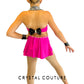 Bright Pink and Black Connected Two PIece with Back Skirt and Lapels - Rhinestones