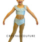 Baby Blue Two Piece with Lace Half Skirt and Rhinestones