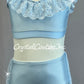 Baby Blue Two Piece with Lace Half Skirt and Rhinestones