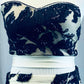Ivory and Navy Sequined Halter Two Piece - Rhinestones