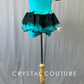Teal Blue Asymmetrical Puff Sleeve Leotard with Layered Tulle Skirt - Rhinestones