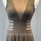 Taupe Mid-Length Tank Dress with Mesh Inserts