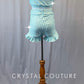 Custom Sky Blue and White Checkered Tie Front Top with Ruffle Shorts and Rhinestones