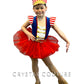 Red, White, and Blue Marching Band Themed Velour Leotard with Tutu - Rhinestones