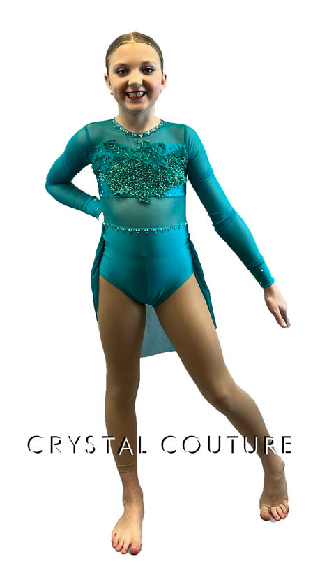 Semi custom Swarovski stoned Teal leotard hot