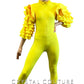 Custom Bright Yellow Unitard with Layered Ruffle Sleeves