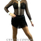 Black Mesh Tux Leotard with Fringe Skirt - Rhinestones