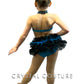 Custom Blue Shimmer Connected Two Piece with Strappy Detail and Back Bustle - Rhinestones