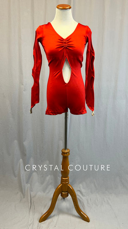 Red Long Sleeved Biketard with Cutouts