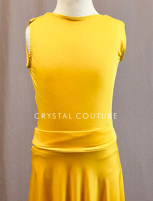 Custom Full Length Mustard Dress with Twisted Back