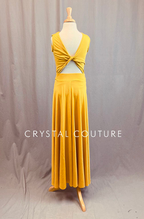 Custom Full Length Mustard Dress with Twisted Back