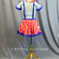 Custom White Cropped Top with Pink and Yellow Plaid Suspender Skirt - Rhinestones