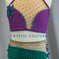 Custom Purple & Green Mermaid Inspired Two Piece - Appliques & Rhinestones