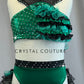 Custom Emerald Green Two Piece with Ruffle Skirt and Fabric Money - Rhinestones