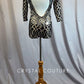 Custom Black 3/4 Sleeve Biketard with Gold Metallic Patterning - Rhinestones