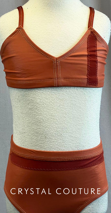 Custom Rust and Brick Red Connected Two Piece - Rhinestones