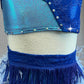 Custom Shimmer Light Blue and Dark Blue Halter Two Piece with Light Blue Ostrich Feathers - Rhinestones