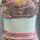 Custom Lt Pink and Nude Halter Two Piece with Appliques- Rhinestones