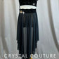 Black Lace and Nude Two Piece with Back half skirt - Rhinestones