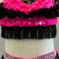 Sassy Custom Black & Hot Pink Ruffle Halter 2 Piece - Swarovski Rhinestones
