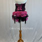 Custom Pink and Black Bustier with Back Bustle - Rhinestones