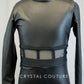 Custom Black Faux Leather Body Suit with Mesh Cutouts