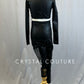 Custom Black Faux Leather Body Suit with Mesh Cutouts