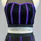Custom Black and Purple Velvet Bodice Top with Fringe Hem Skirt