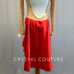 Nude Mock Neck Leotard with Red Appliques and Back Skirt - Rhinestones