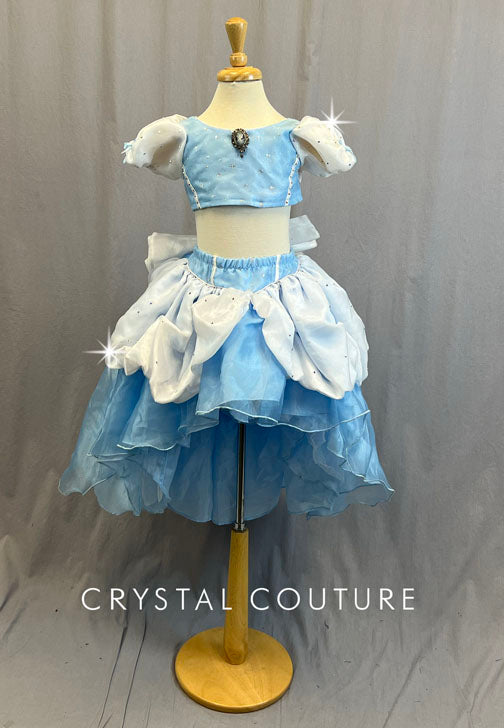 Custom Cinderella Inspired Two Piece Crop Top and Skirt - Rhinestones