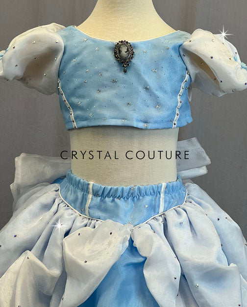 Custom Cinderella Inspired Two Piece Crop Top and Skirt - Rhinestones