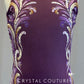 Purple Leotard with Gold and Ivory Floral Vector Pattern - Rhinestones