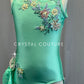Seafoam Green Leotard with Lace Side Bustle and Floral Appliques - Rhinestones