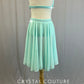 Mint Green Leotard with Ruching and Back Skirt - Rhinestones
