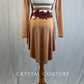 Tan Long Sleeve Top and Skirt with Burgundy Appliques - Rhinestones
